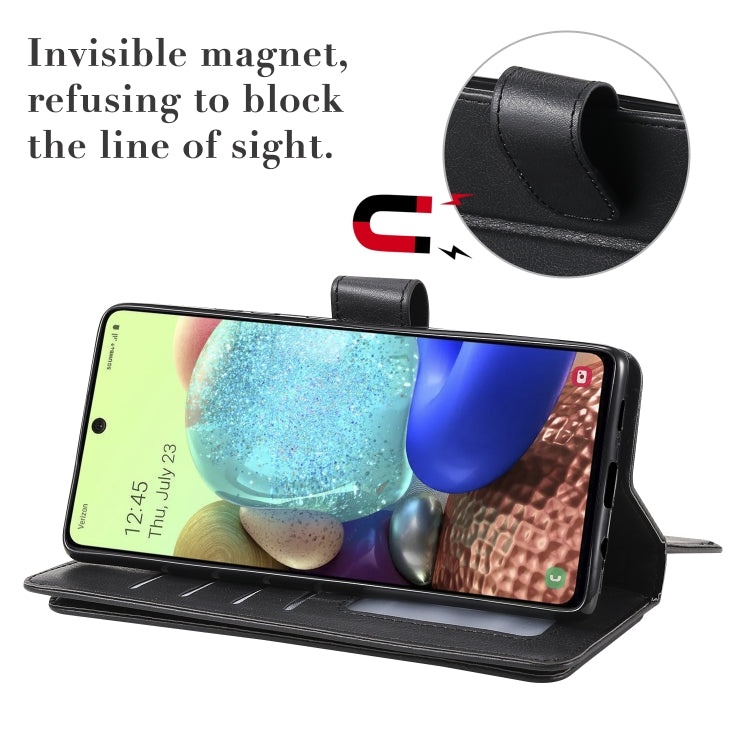 For Samsung Galaxy A71 (5G) Multifunctional Magnetic Copper Buckle Horizontal Flip Solid Color Leather Case with 10 Card Slots & Wallet & Holder & Photo Frame