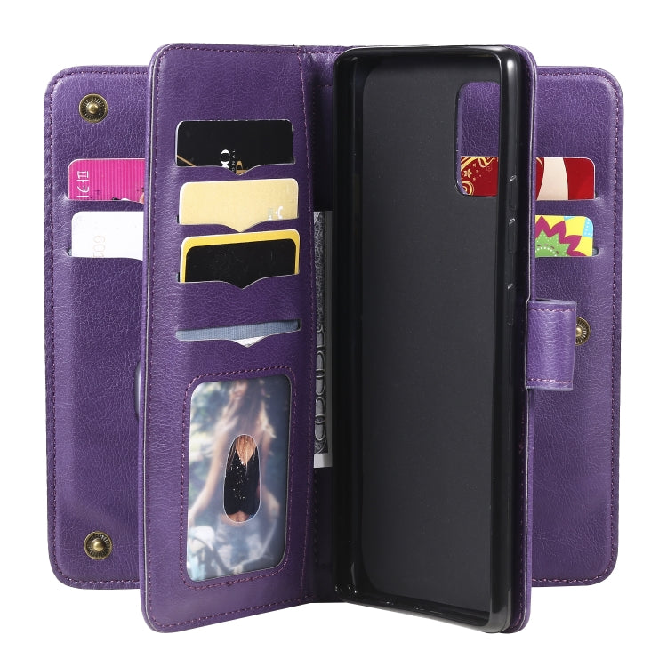 For Samsung Galaxy A71 (5G) Multifunctional Magnetic Copper Buckle Horizontal Flip Solid Color Leather Case with 10 Card Slots & Wallet & Holder & Photo Frame