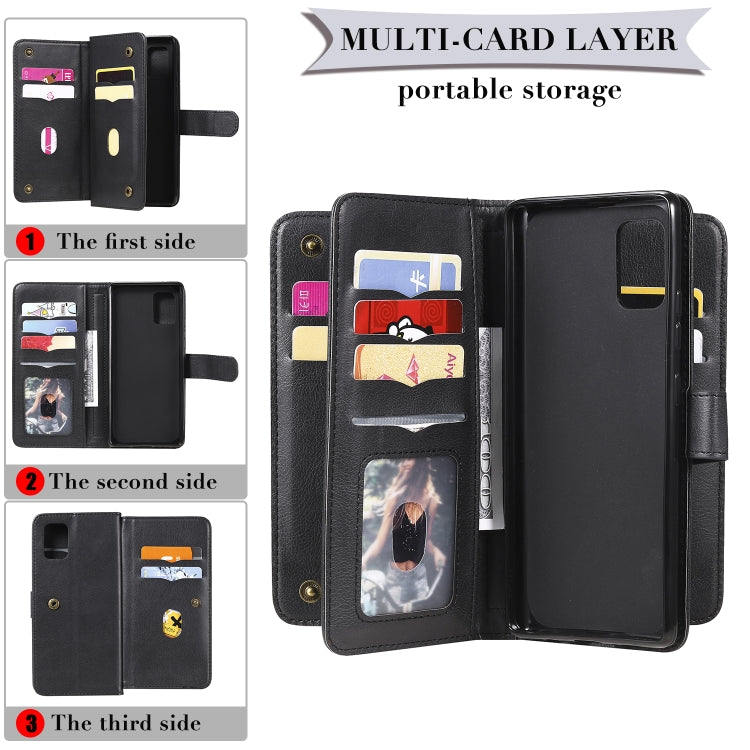 For Samsung Galaxy A71 (5G) Multifunctional Magnetic Copper Buckle Horizontal Flip Solid Color Leather Case with 10 Card Slots & Wallet & Holder & Photo Frame