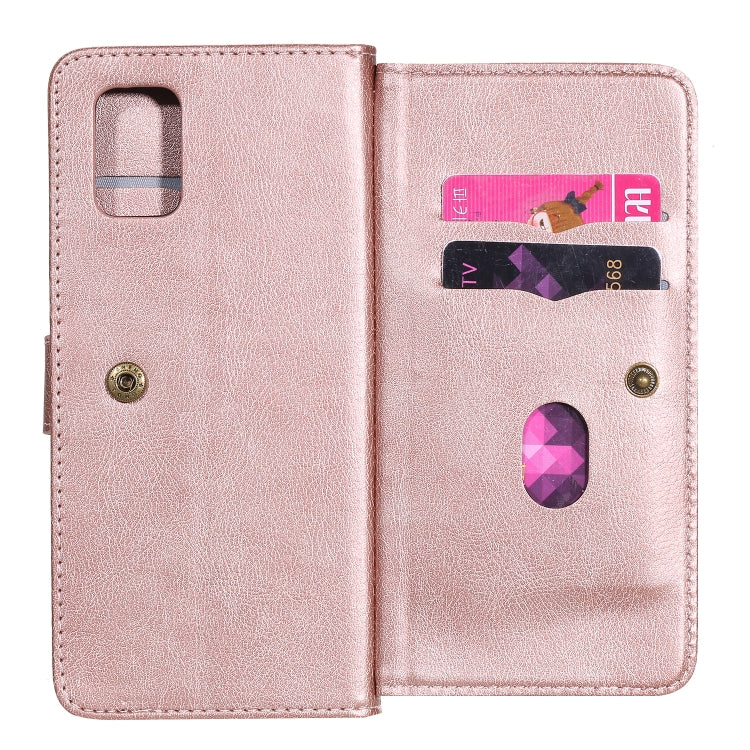For Samsung Galaxy A71 (5G) Multifunctional Magnetic Copper Buckle Horizontal Flip Solid Color Leather Case with 10 Card Slots & Wallet & Holder & Photo Frame