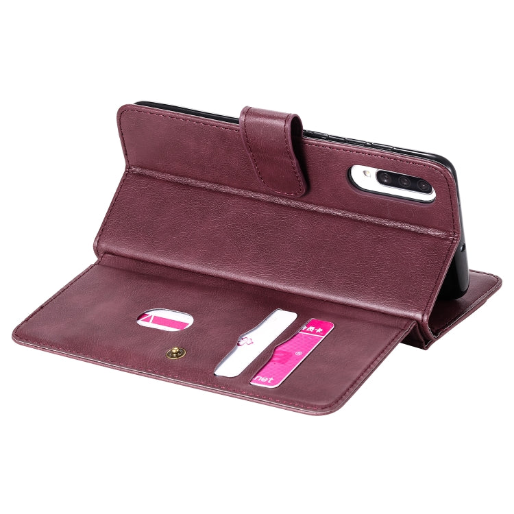For Samsung Galaxy A70 Multifunctional Magnetic Copper Buckle Horizontal Flip Solid Color Leather Case with 10 Card Slots & Wallet & Holder & Photo Frame