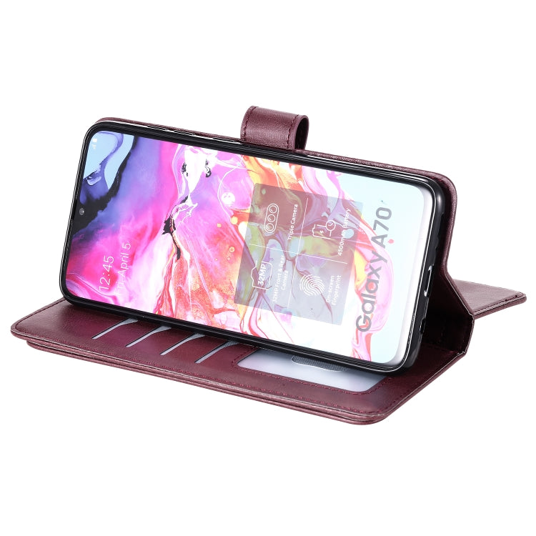 For Samsung Galaxy A70 Multifunctional Magnetic Copper Buckle Horizontal Flip Solid Color Leather Case with 10 Card Slots & Wallet & Holder & Photo Frame