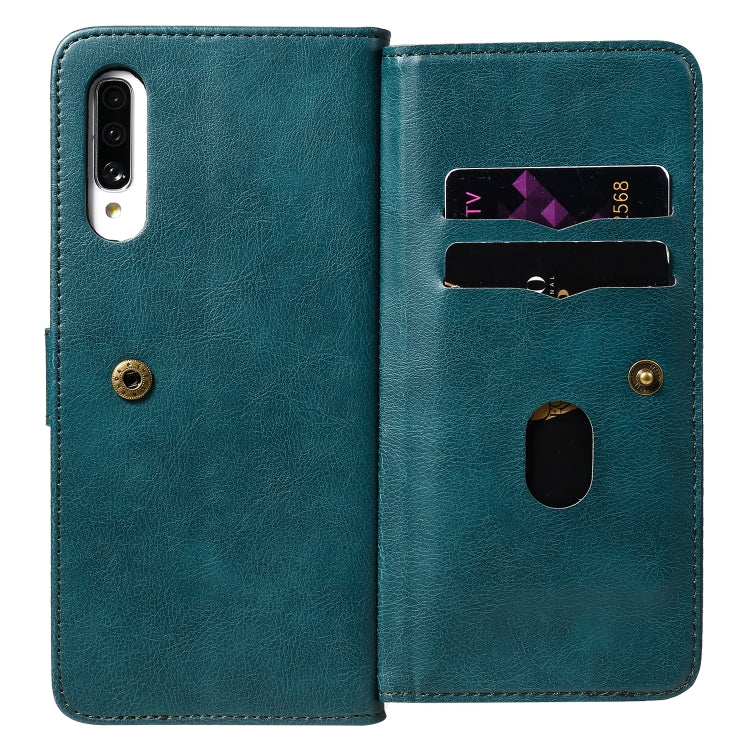 For Samsung Galaxy A70 Multifunctional Magnetic Copper Buckle Horizontal Flip Solid Color Leather Case with 10 Card Slots & Wallet & Holder & Photo Frame