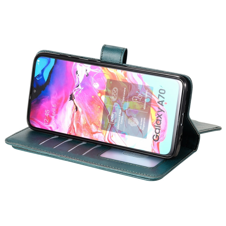 For Samsung Galaxy A70 Multifunctional Magnetic Copper Buckle Horizontal Flip Solid Color Leather Case with 10 Card Slots & Wallet & Holder & Photo Frame