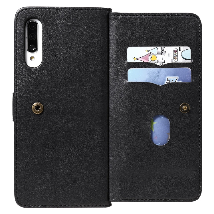 For Samsung Galaxy A70 Multifunctional Magnetic Copper Buckle Horizontal Flip Solid Color Leather Case with 10 Card Slots & Wallet & Holder & Photo Frame