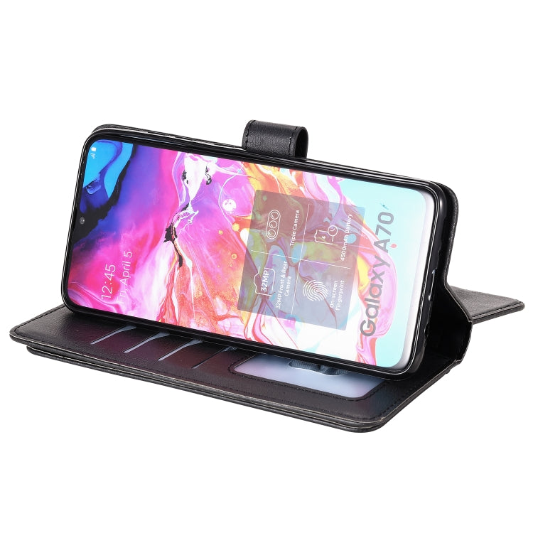 For Samsung Galaxy A70 Multifunctional Magnetic Copper Buckle Horizontal Flip Solid Color Leather Case with 10 Card Slots & Wallet & Holder & Photo Frame