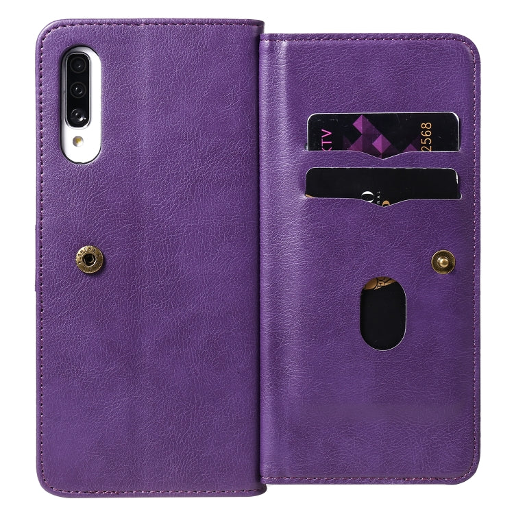 For Samsung Galaxy A70 Multifunctional Magnetic Copper Buckle Horizontal Flip Solid Color Leather Case with 10 Card Slots & Wallet & Holder & Photo Frame