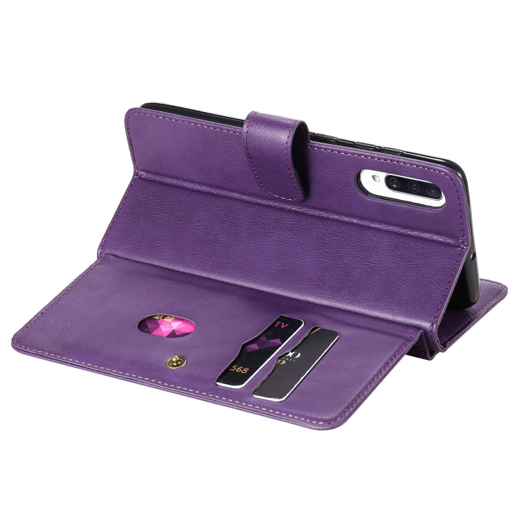 For Samsung Galaxy A70 Multifunctional Magnetic Copper Buckle Horizontal Flip Solid Color Leather Case with 10 Card Slots & Wallet & Holder & Photo Frame