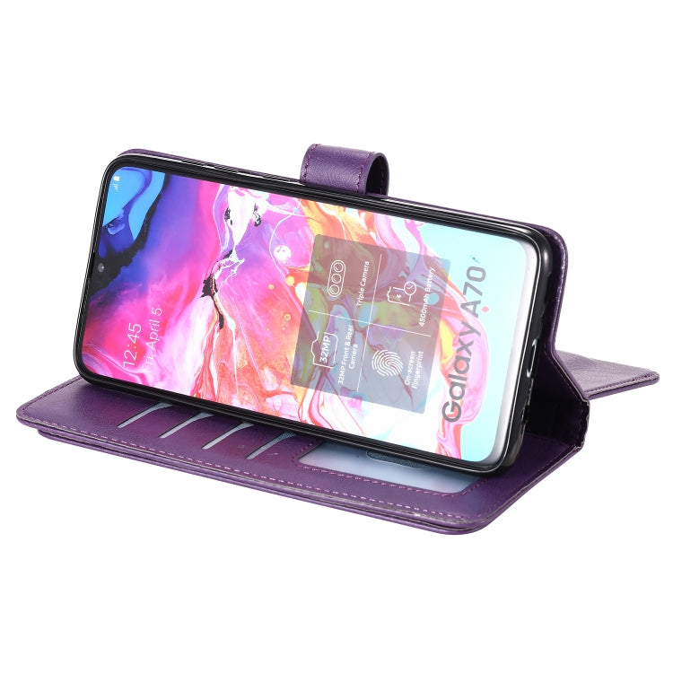 For Samsung Galaxy A70 Multifunctional Magnetic Copper Buckle Horizontal Flip Solid Color Leather Case with 10 Card Slots & Wallet & Holder & Photo Frame