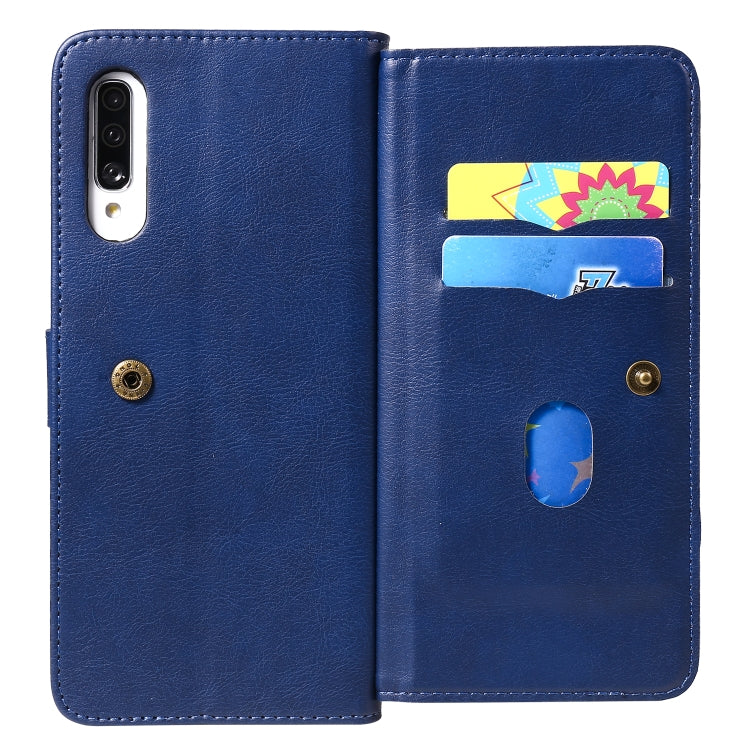 For Samsung Galaxy A70 Multifunctional Magnetic Copper Buckle Horizontal Flip Solid Color Leather Case with 10 Card Slots & Wallet & Holder & Photo Frame