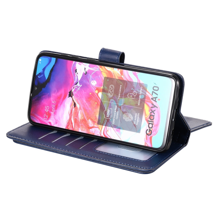 For Samsung Galaxy A70 Multifunctional Magnetic Copper Buckle Horizontal Flip Solid Color Leather Case with 10 Card Slots & Wallet & Holder & Photo Frame