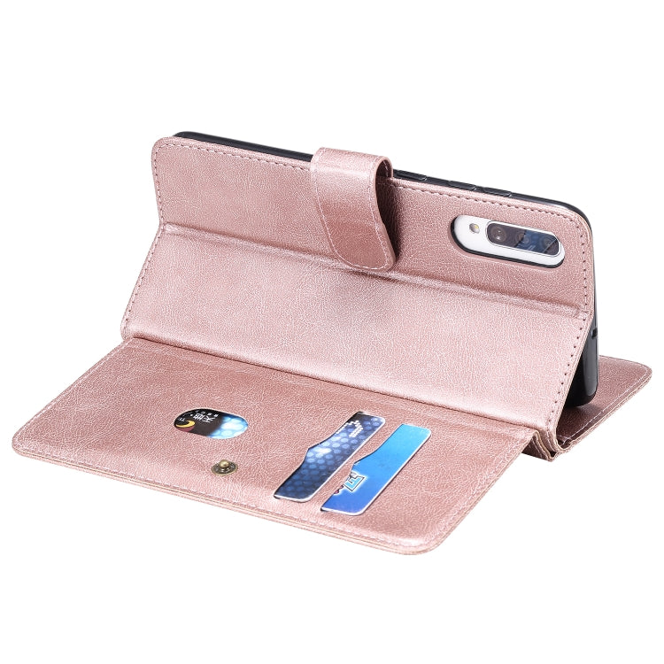 For Samsung Galaxy A70 Multifunctional Magnetic Copper Buckle Horizontal Flip Solid Color Leather Case with 10 Card Slots & Wallet & Holder & Photo Frame