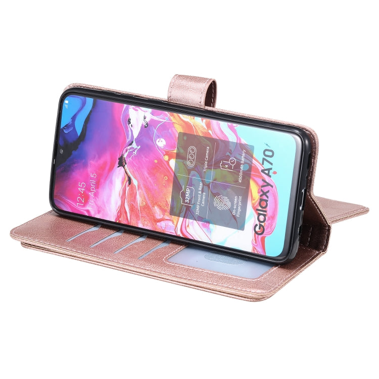 For Samsung Galaxy A70 Multifunctional Magnetic Copper Buckle Horizontal Flip Solid Color Leather Case with 10 Card Slots & Wallet & Holder & Photo Frame