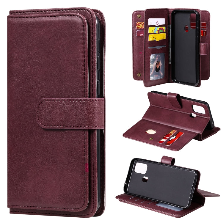 For Samsung Galaxy M31 Multifunctional Magnetic Copper Buckle Horizontal Flip Solid Color Leather Case with 10 Card Slots & Wallet & Holder & Photo Frame
