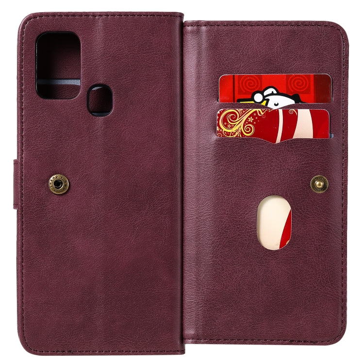 For Samsung Galaxy M31 Multifunctional Magnetic Copper Buckle Horizontal Flip Solid Color Leather Case with 10 Card Slots & Wallet & Holder & Photo Frame