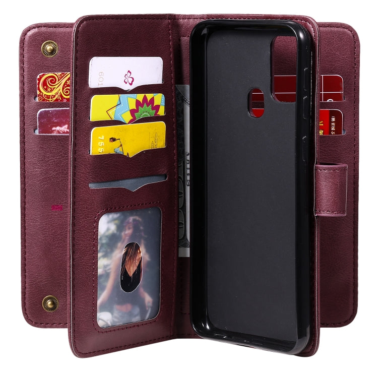 For Samsung Galaxy M31 Multifunctional Magnetic Copper Buckle Horizontal Flip Solid Color Leather Case with 10 Card Slots & Wallet & Holder & Photo Frame