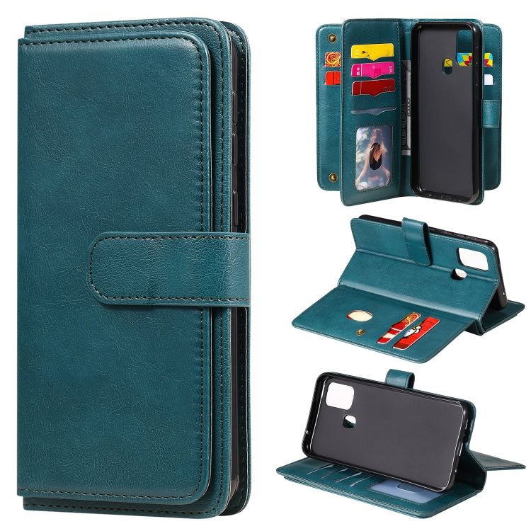 For Samsung Galaxy M31 Multifunctional Magnetic Copper Buckle Horizontal Flip Solid Color Leather Case with 10 Card Slots & Wallet & Holder & Photo Frame