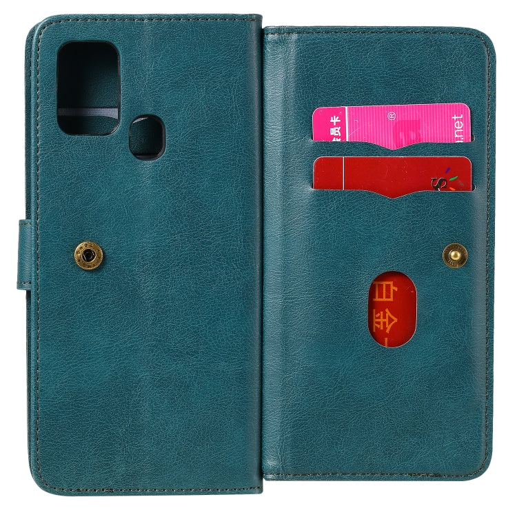 For Samsung Galaxy M31 Multifunctional Magnetic Copper Buckle Horizontal Flip Solid Color Leather Case with 10 Card Slots & Wallet & Holder & Photo Frame