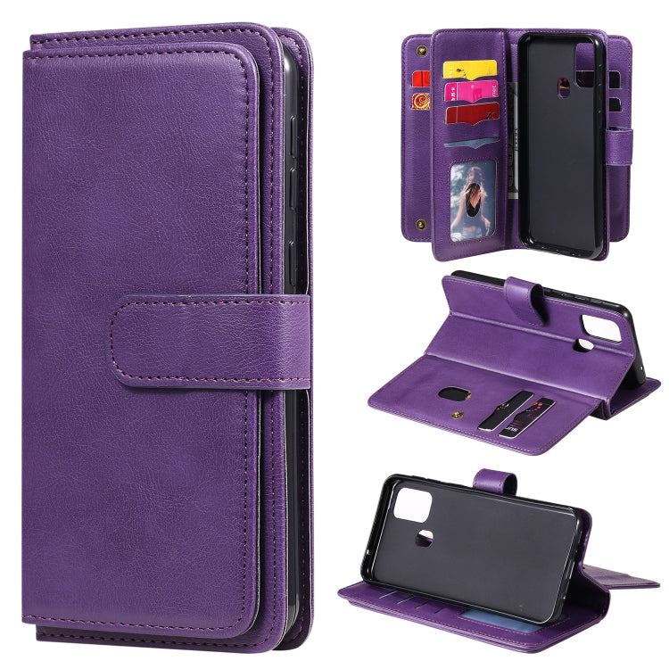 For Samsung Galaxy M31 Multifunctional Magnetic Copper Buckle Horizontal Flip Solid Color Leather Case with 10 Card Slots & Wallet & Holder & Photo Frame