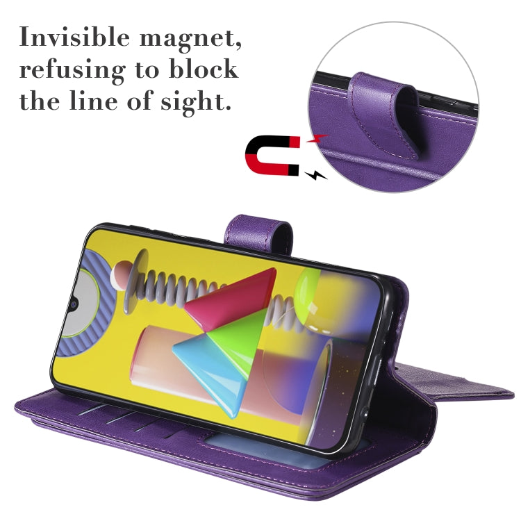 For Samsung Galaxy M31 Multifunctional Magnetic Copper Buckle Horizontal Flip Solid Color Leather Case with 10 Card Slots & Wallet & Holder & Photo Frame