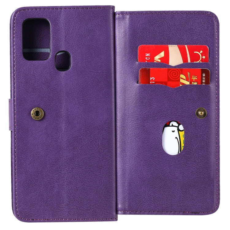 For Samsung Galaxy M31 Multifunctional Magnetic Copper Buckle Horizontal Flip Solid Color Leather Case with 10 Card Slots & Wallet & Holder & Photo Frame