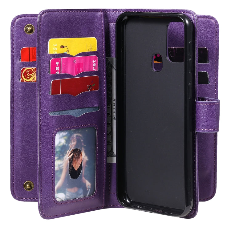 For Samsung Galaxy M31 Multifunctional Magnetic Copper Buckle Horizontal Flip Solid Color Leather Case with 10 Card Slots & Wallet & Holder & Photo Frame