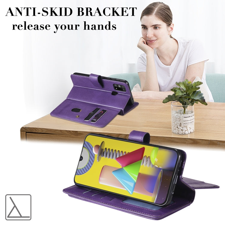 For Samsung Galaxy M31 Multifunctional Magnetic Copper Buckle Horizontal Flip Solid Color Leather Case with 10 Card Slots & Wallet & Holder & Photo Frame