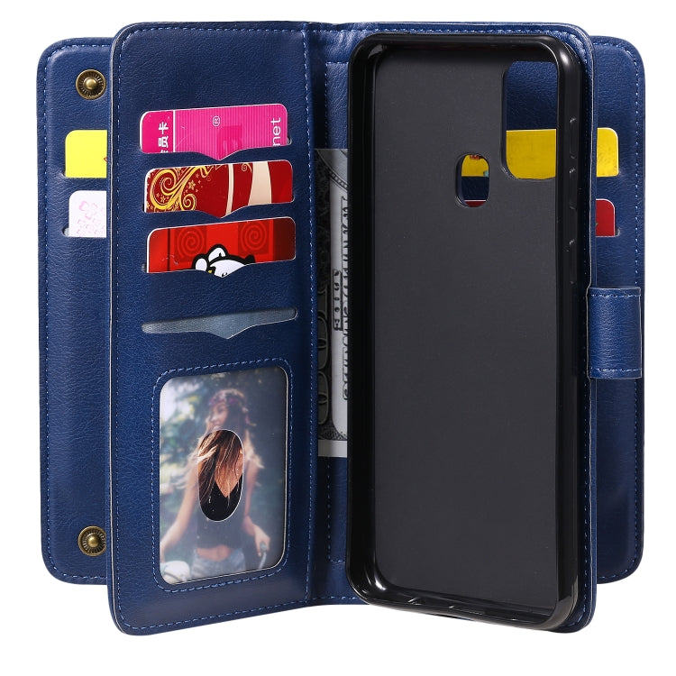 For Samsung Galaxy M31 Multifunctional Magnetic Copper Buckle Horizontal Flip Solid Color Leather Case with 10 Card Slots & Wallet & Holder & Photo Frame
