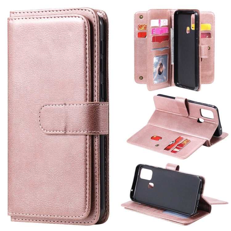For Samsung Galaxy M31 Multifunctional Magnetic Copper Buckle Horizontal Flip Solid Color Leather Case with 10 Card Slots & Wallet & Holder & Photo Frame