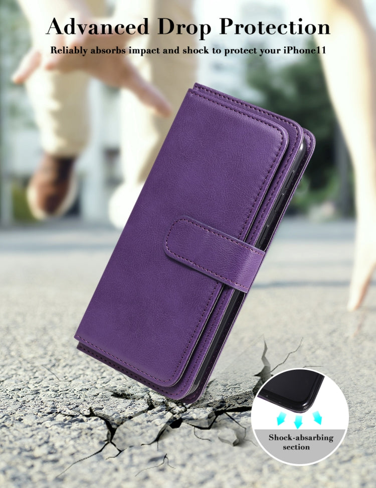 For Samsung Galaxy M31 Multifunctional Magnetic Copper Buckle Horizontal Flip Solid Color Leather Case with 10 Card Slots & Wallet & Holder & Photo Frame