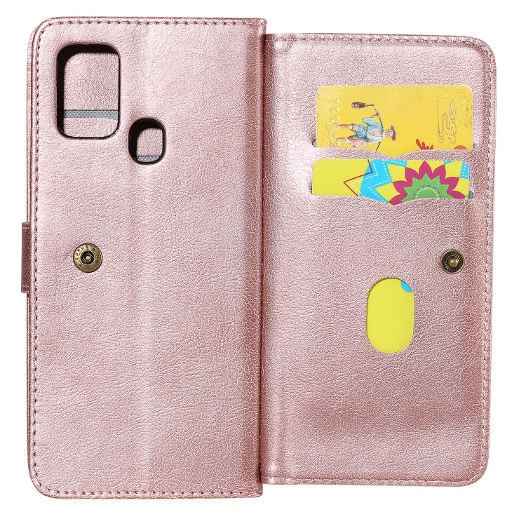 For Samsung Galaxy M31 Multifunctional Magnetic Copper Buckle Horizontal Flip Solid Color Leather Case with 10 Card Slots & Wallet & Holder & Photo Frame