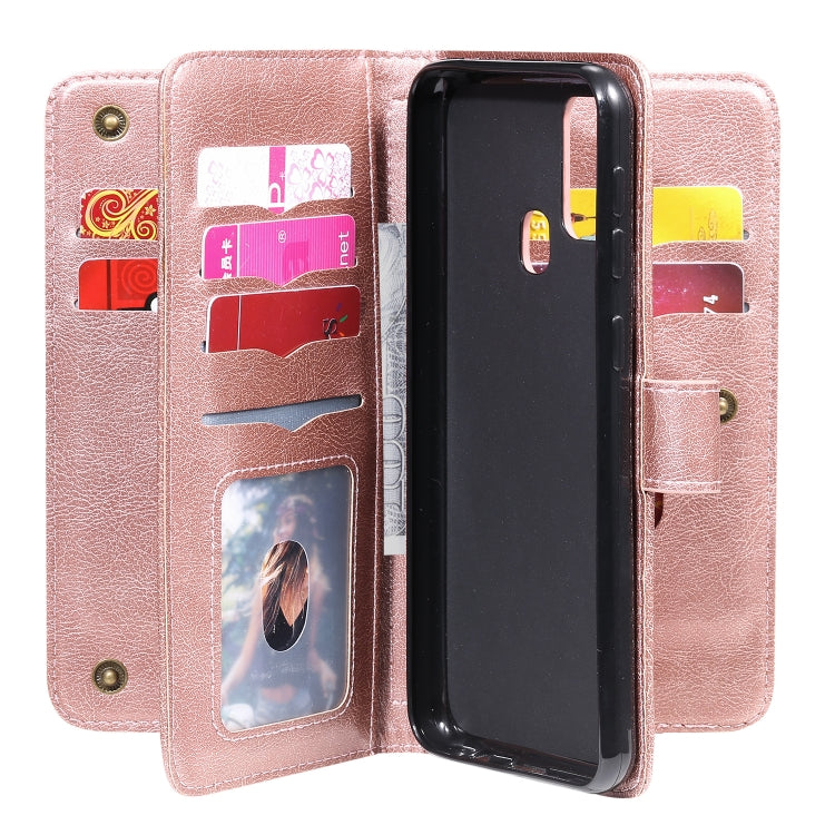 For Samsung Galaxy M31 Multifunctional Magnetic Copper Buckle Horizontal Flip Solid Color Leather Case with 10 Card Slots & Wallet & Holder & Photo Frame