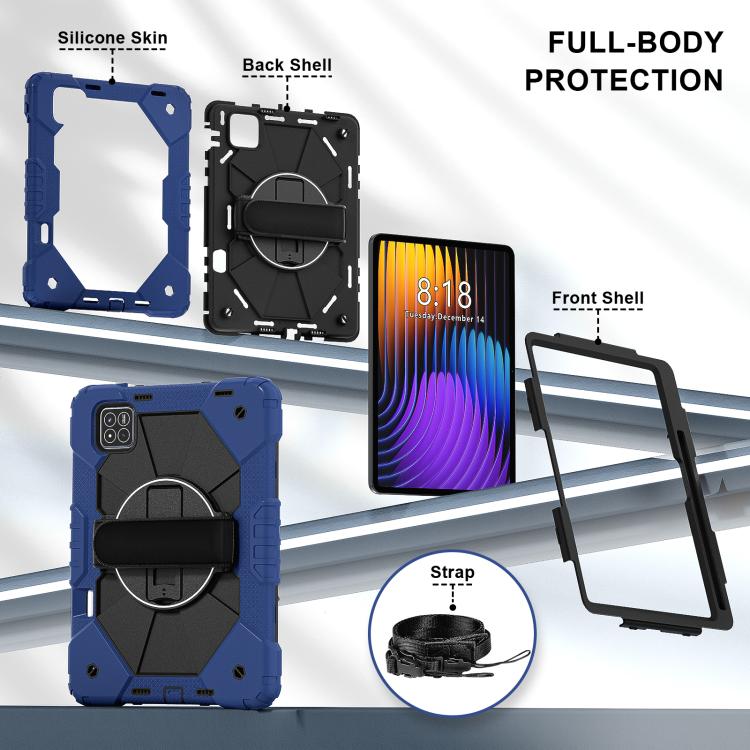 For Xiaomi Pad 7 / 7 Pro 2024 Contrast Color Robot Silicone Hybrid PC Tablet Case