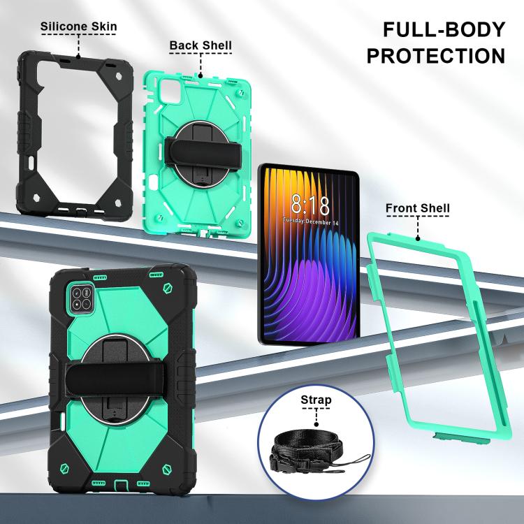 For Xiaomi Pad 7 / 7 Pro 2024 Contrast Color Robot Silicone Hybrid PC Tablet Case