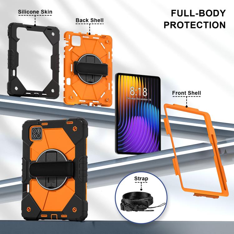 For Xiaomi Pad 7 / 7 Pro 2024 Contrast Color Robot Silicone Hybrid PC Tablet Case
