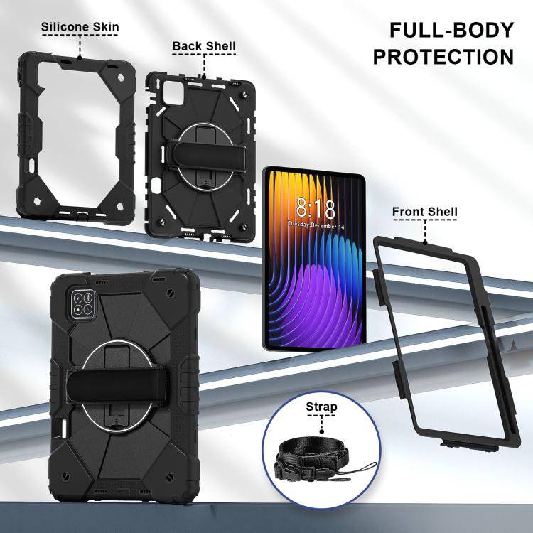 For Xiaomi Pad 7 / 7 Pro 2024 Contrast Color Robot Silicone Hybrid PC Tablet Case