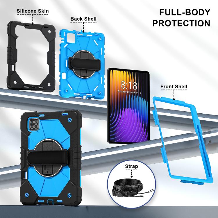 For Xiaomi Pad 7 / 7 Pro 2024 Contrast Color Robot Silicone Hybrid PC Tablet Case