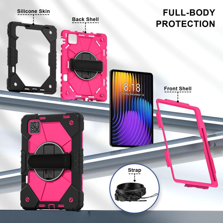 For Xiaomi Pad 7 / 7 Pro 2024 Contrast Color Robot Silicone Hybrid PC Tablet Case