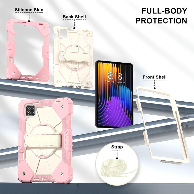 For Xiaomi Pad 7 / 7 Pro 2024 Contrast Color Robot Silicone Hybrid PC Tablet Case