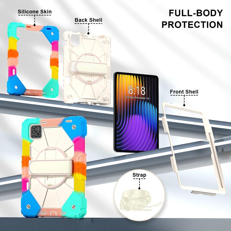 For Xiaomi Pad 7 / 7 Pro 2024 Contrast Color Robot Silicone Hybrid PC Tablet Case