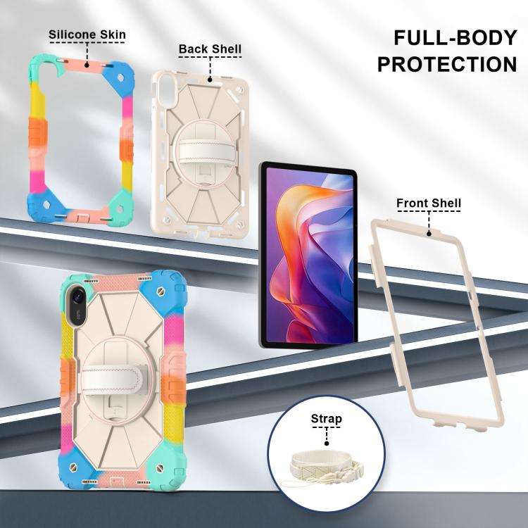 For Xiaomi Redmi Pad 2 11 2025 Contrast Color Robot Silicone Hybrid PC Tablet Case