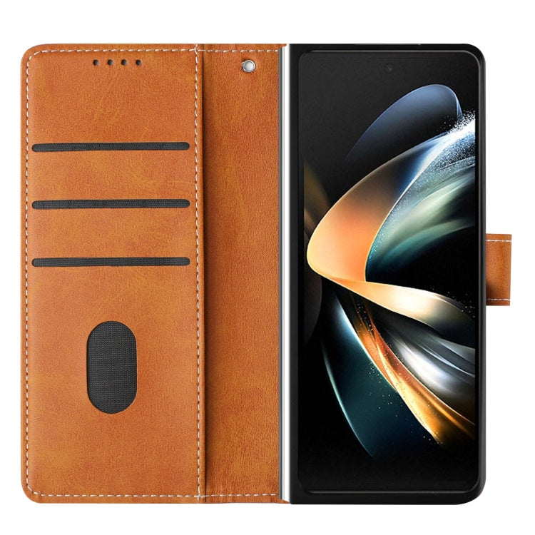 For Samsung Galaxy Z Fold6 Stitching Calf Texture Buckle Folding Leather Phone Case