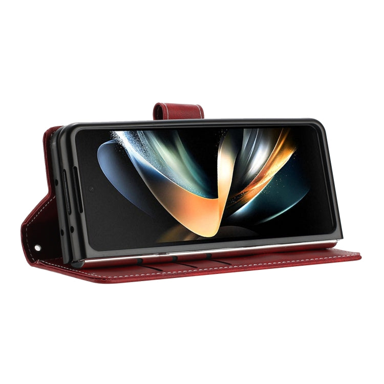 For Samsung Galaxy Z Fold6 Stitching Calf Texture Buckle Folding Leather Phone Case