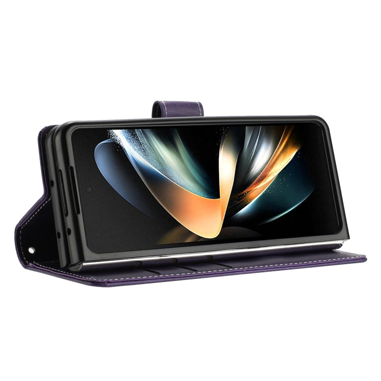 For Samsung Galaxy Z Fold6 Stitching Calf Texture Buckle Folding Leather Phone Case