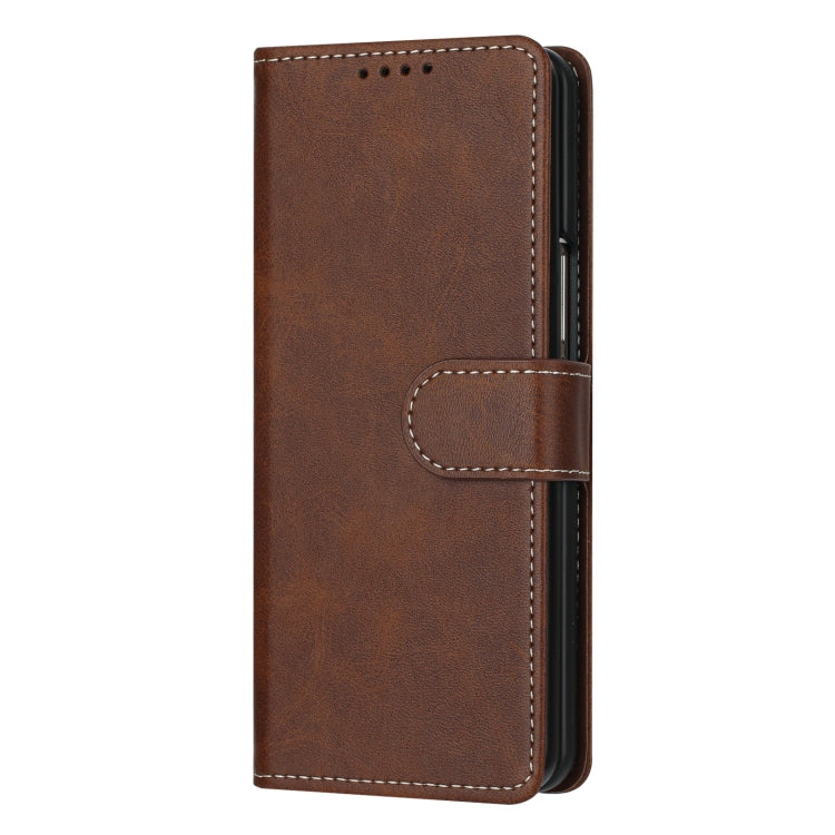 For Samsung Galaxy Z Fold6 Stitching Calf Texture Buckle Folding Leather Phone Case