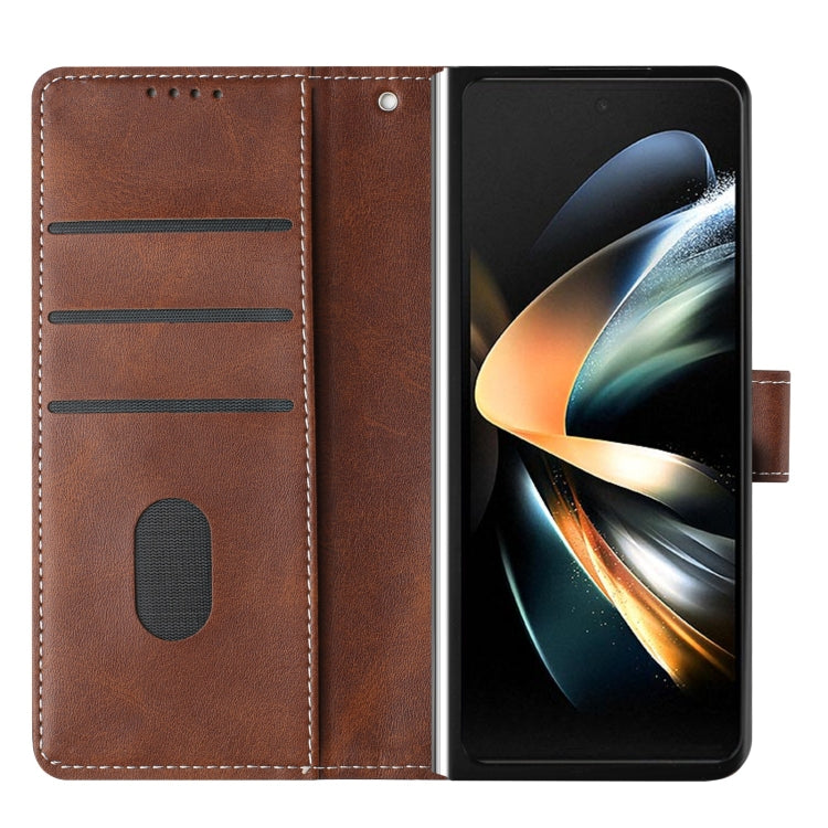 For Samsung Galaxy Z Fold6 Stitching Calf Texture Buckle Folding Leather Phone Case