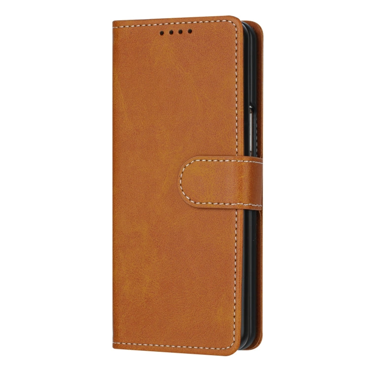 For Samsung Galaxy Z Fold5 Stitching Calf Texture Buckle Folding Leather Phone Case