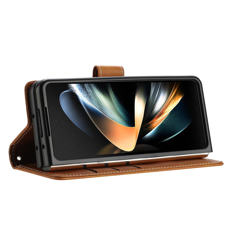 For Samsung Galaxy Z Fold5 Stitching Calf Texture Buckle Folding Leather Phone Case