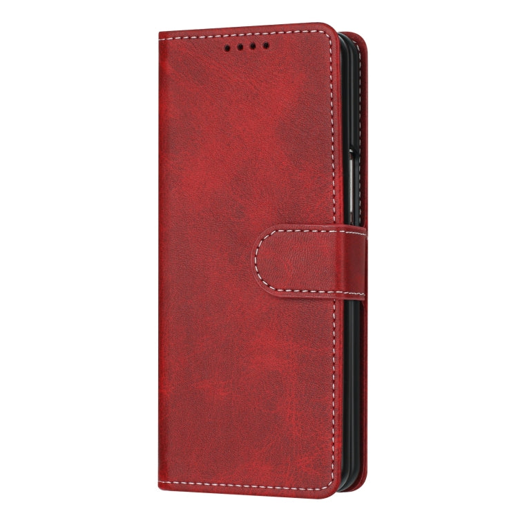 For Samsung Galaxy Z Fold5 Stitching Calf Texture Buckle Folding Leather Phone Case