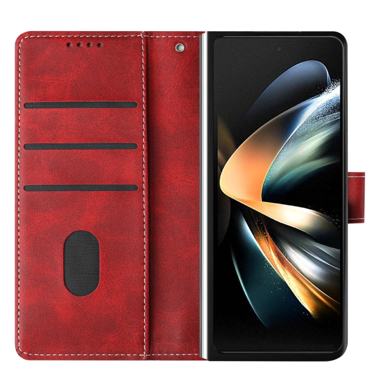 For Samsung Galaxy Z Fold5 Stitching Calf Texture Buckle Folding Leather Phone Case